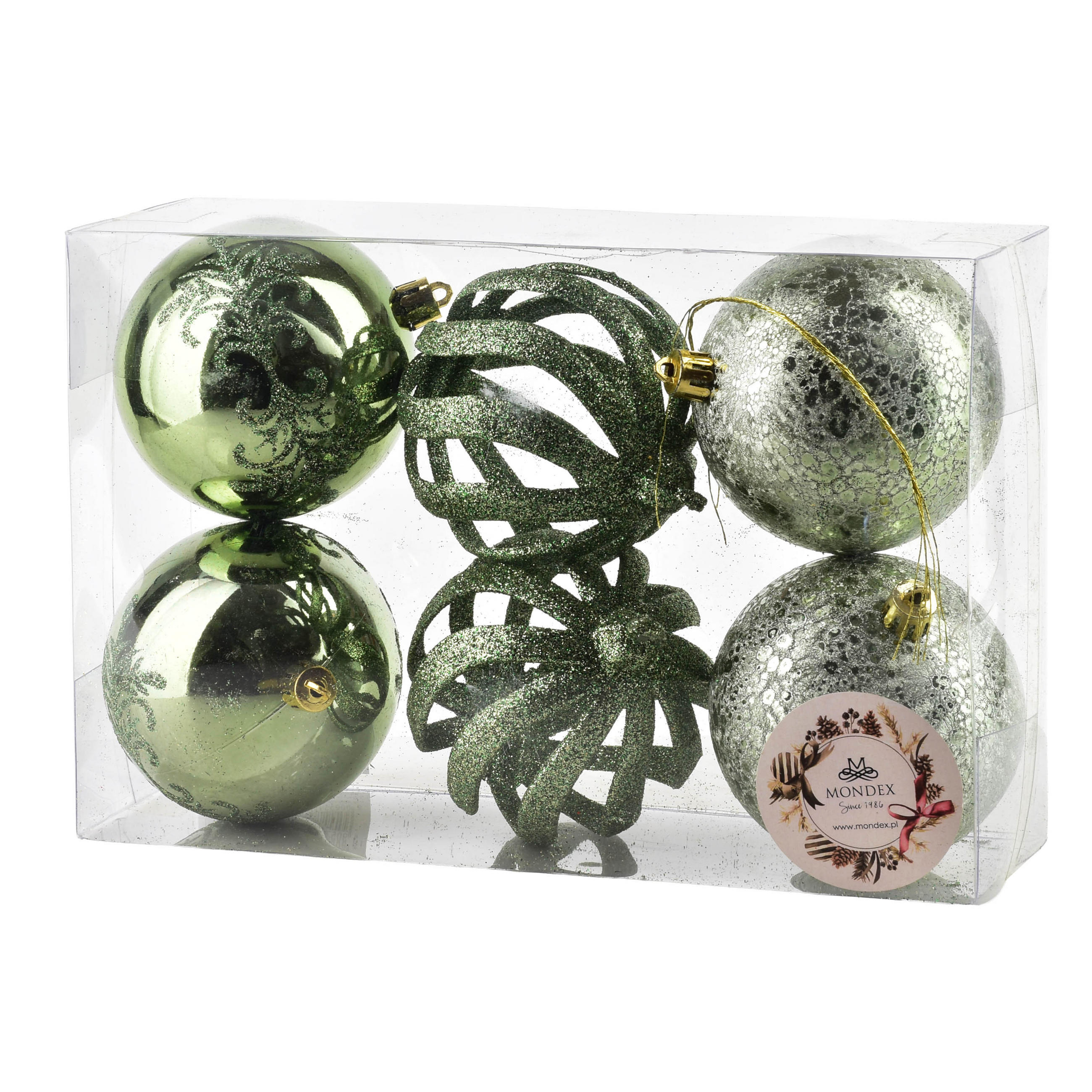 WEIHNACHTSKUGEL-SET Santa Lila 6-tlg 8cm - Grün, Kunststoff (9/25/18cm) - Mondex
