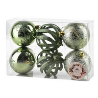 WEIHNACHTSKUGEL-SET Santa Lila 6-tlg 8cm - Grün, Kunststoff (9/25/18cm) - Mondex