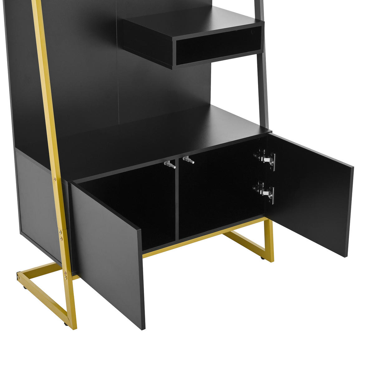 GARDEROBE 78/180,5/38,5 cm Schwarz aus Spanplatten und Metall mit Spiegel - Schwarz, Holzwerkstoff (38.5/180.5/78cm) - OKMYHOME