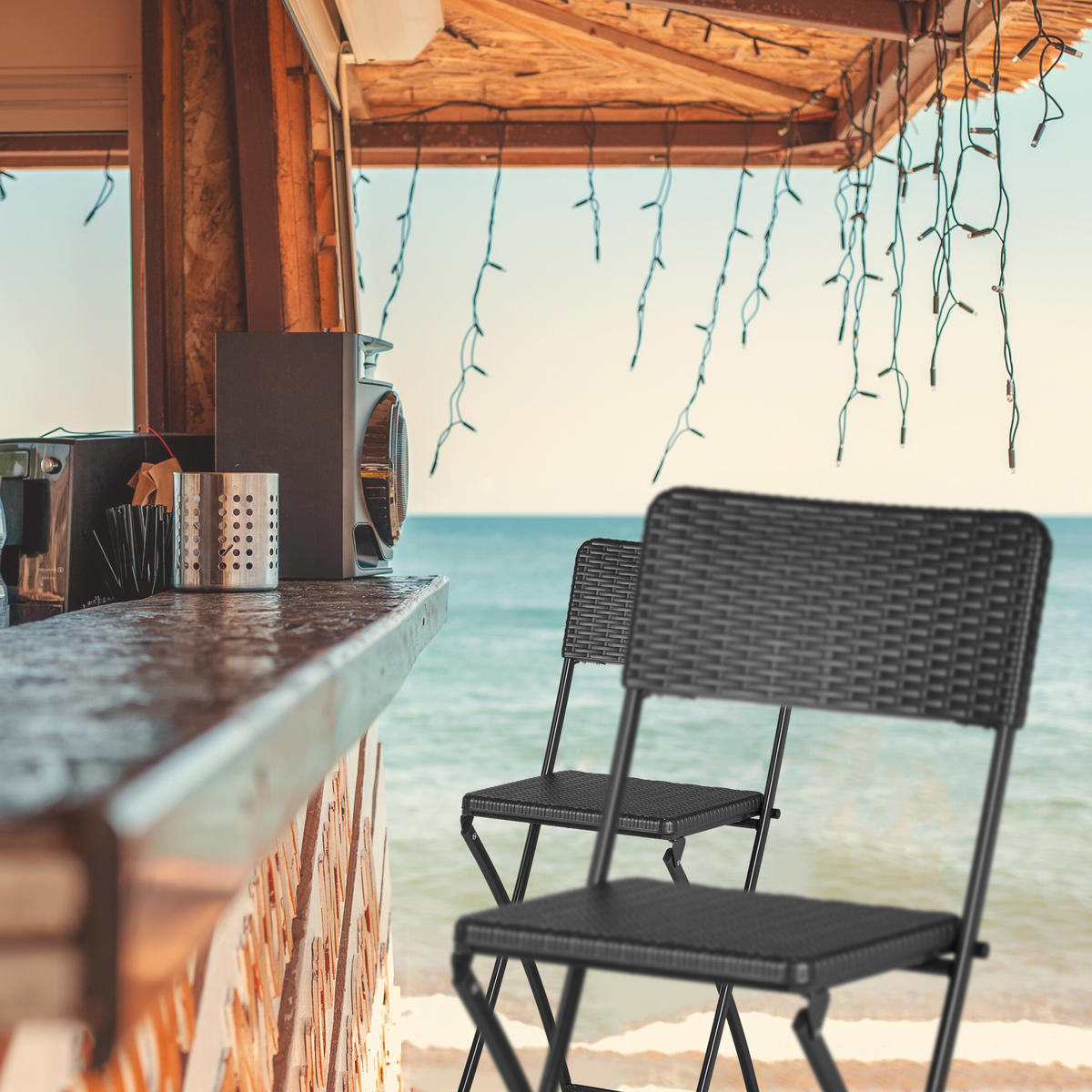 2XBARHOCKER - Grau, Kunststoff/Metall (44/115/63cm) - Relaxdays