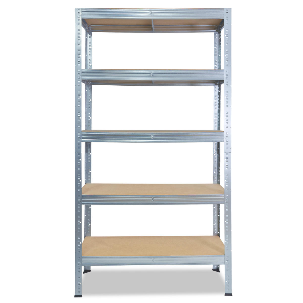 SCHWERLASTREGAL PRO 180x80x60 cm in verzinkt mit 5 Böden und 200 kg Traglast pro Boden - Silberfarben, Metall (80/180/60cm) - shelfplaza