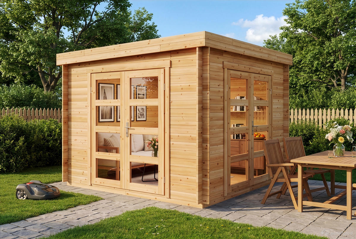 GARTENHAUS Holz Komplettset - Paloma Beach - Naturfarben, Holz (298/228/298cm) - Alpholz