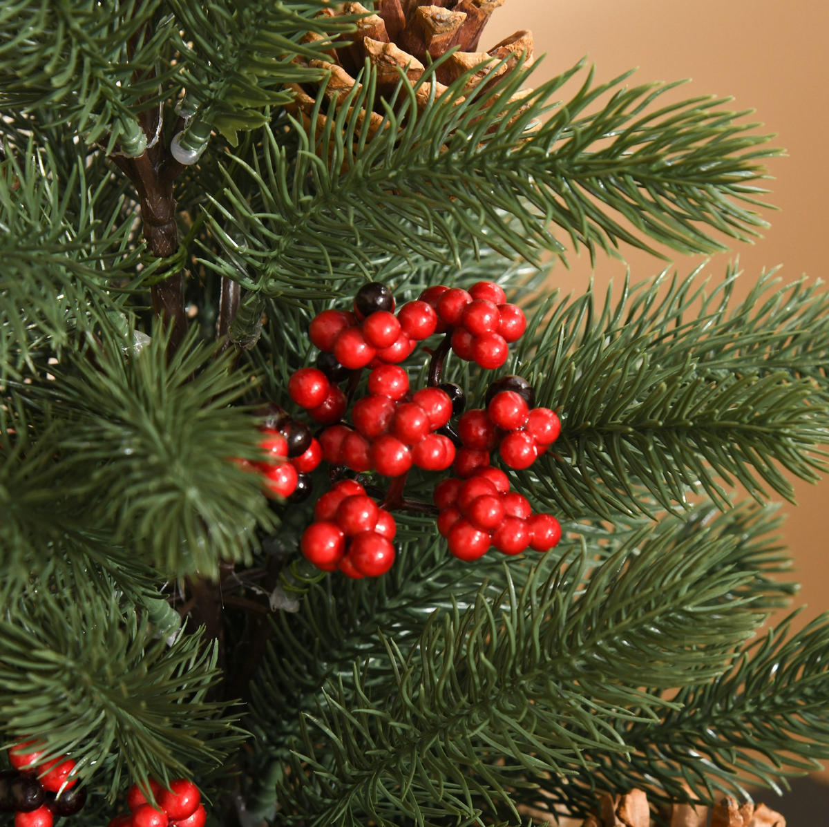 WEIHNACHTSBÄUME 28/28/50 cm grün aus Leinen mit Zementsockel und Deko - Grün, Textil (50cm) - OKWISH