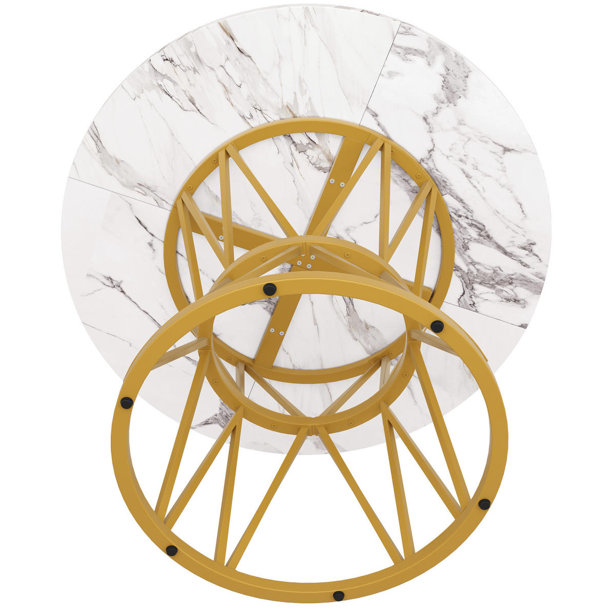 ESSTISCH, MDF mit Marmoroptik & Metallgestell, 100/100/76 cm, Gold - Goldfarben, Holzwerkstoff (100/100/76cm) - Redom