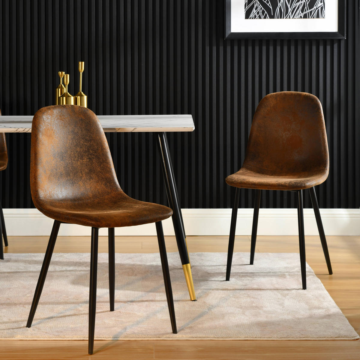 ESSZIMMERSTUHL 4er-Set Stück in Eisen Wildleder - Schwarz/Braun, Holzwerkstoff/Textil (40/86/54cm) - Urban Meuble