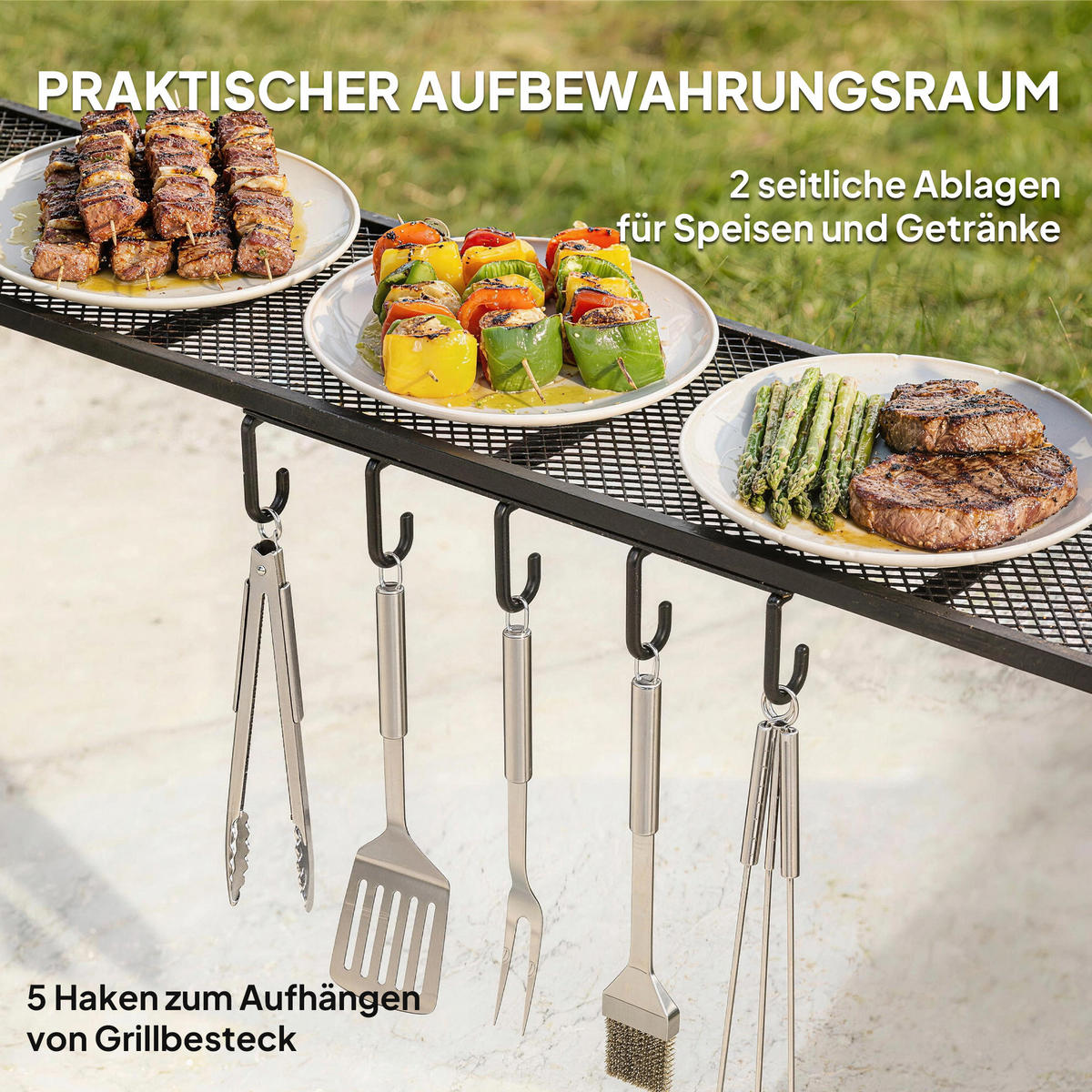 GRILLPAVILLON 245/152/218 cm Dunkelgrau - Dunkelgrau, Metall (152/218/245cm) - Outsunny