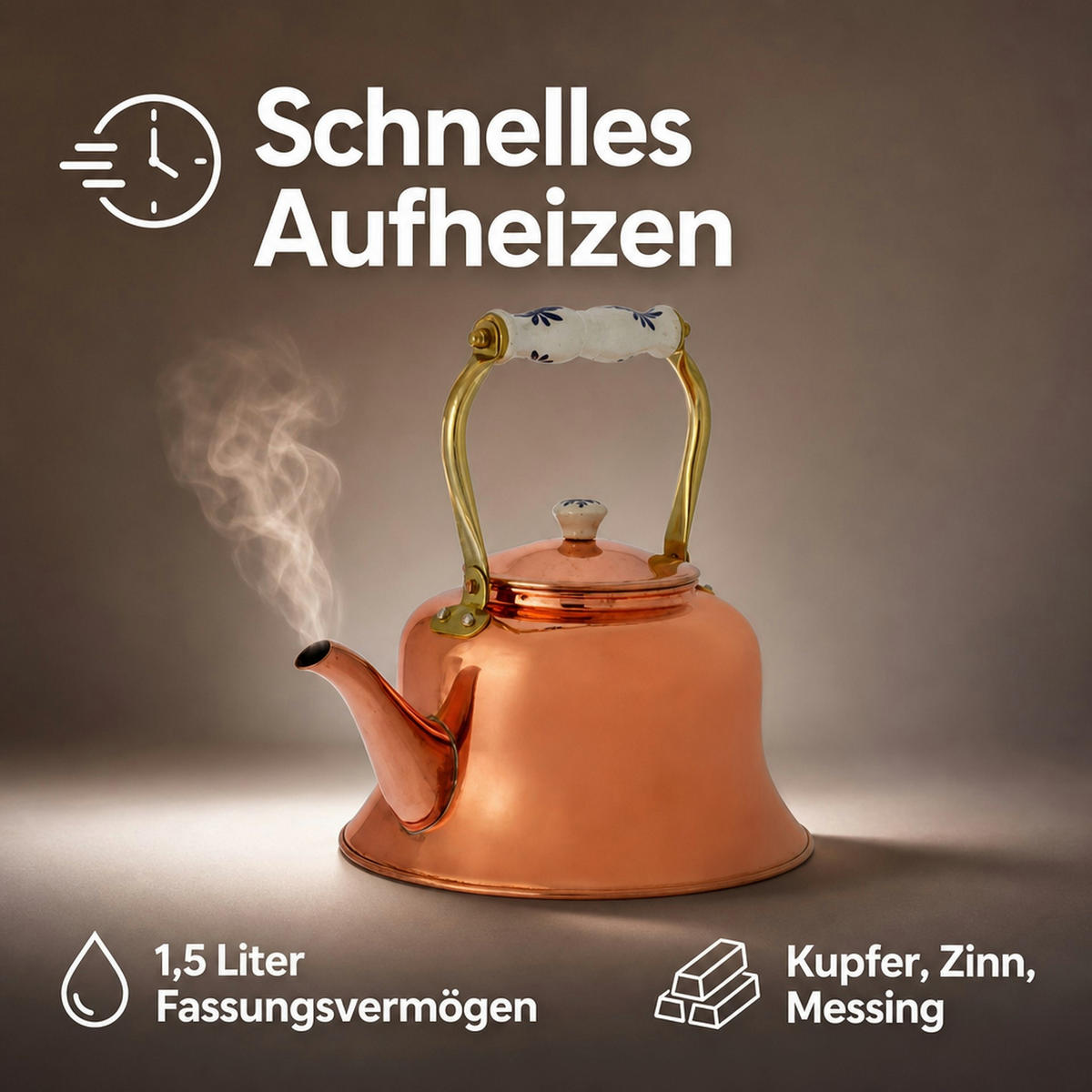WASSERKESSEL - Kupferfarben, Metall (20cm) - ich-zapfe