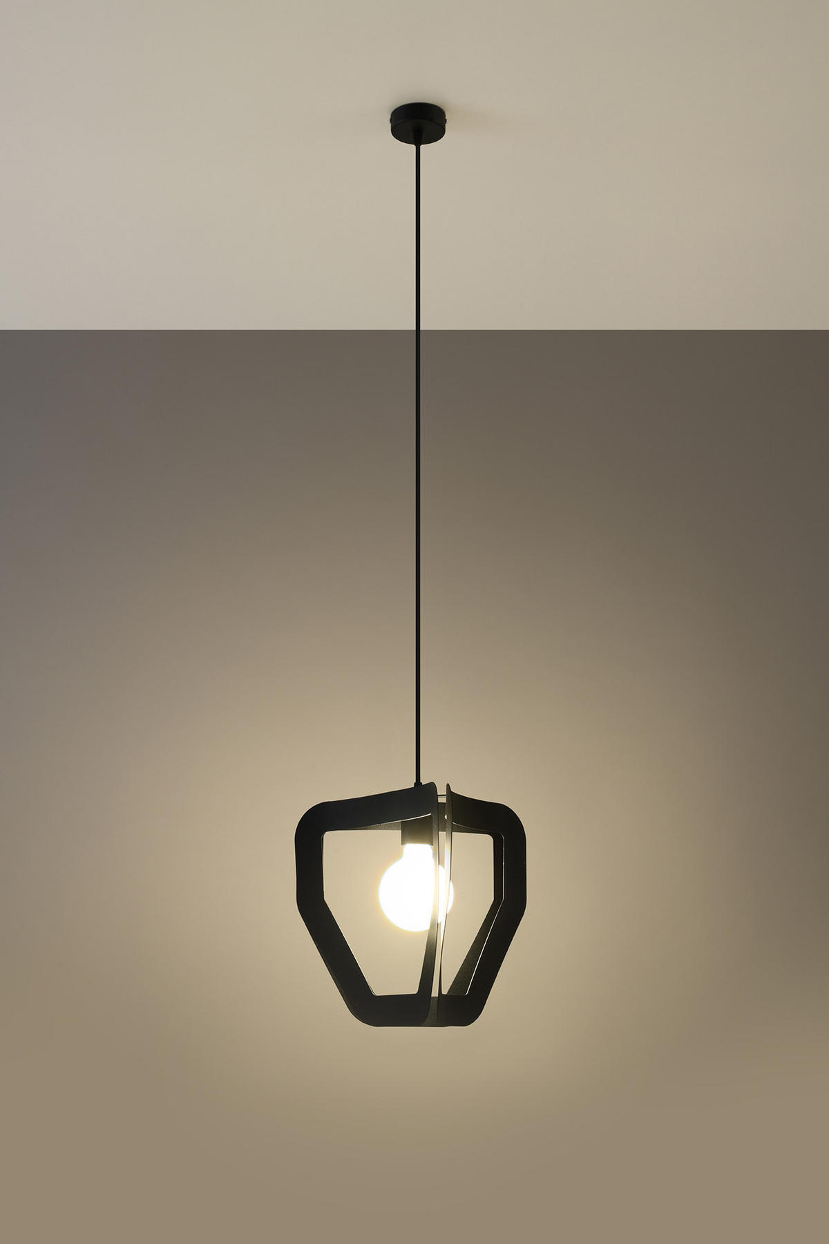 PENDELLEUCHTE Stahl Schwarz Dreieckgestell - Schwarz, Metall (35/32/120cm) - Sollux Lighting