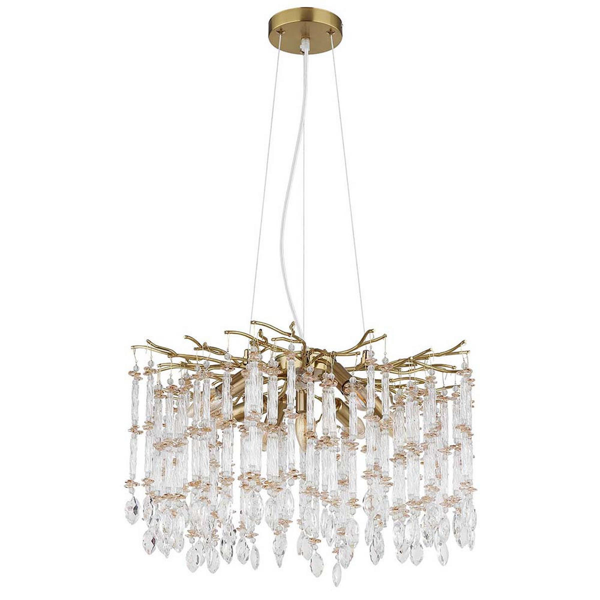 KRONLEUCHTER Metall goldfarben, Glaskristalle - Goldfarben, Glas (60/60/120cm) - Globo Lighting