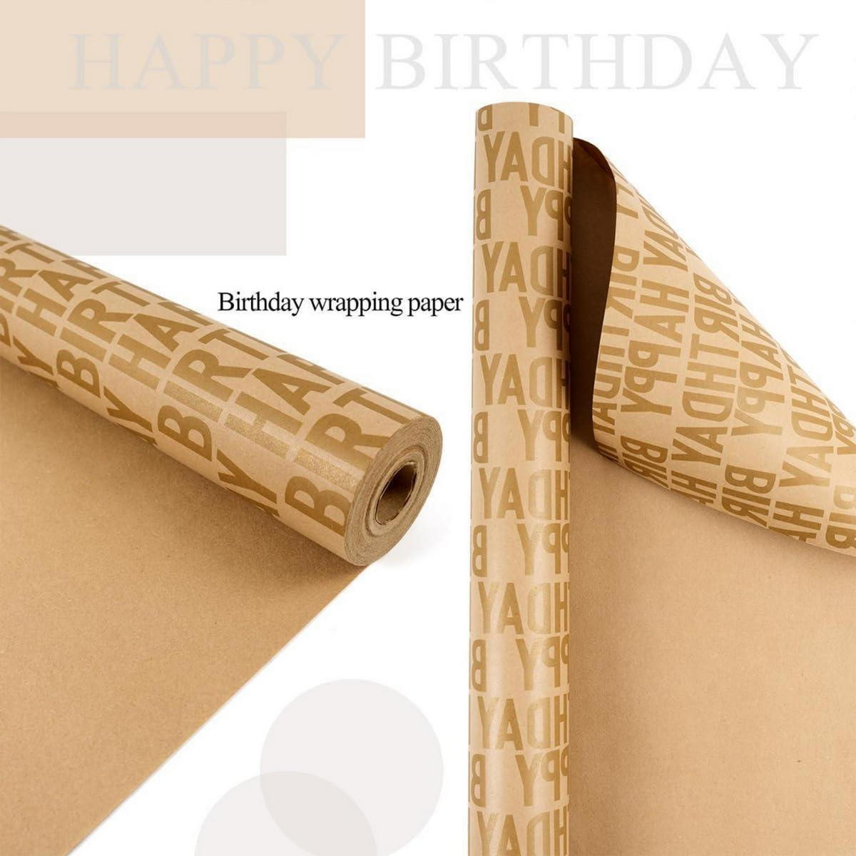 GESCHENKPAPIER Rolle Geburtstag 15 m x 43 cm - Braun, Papier (43/0.1/1500cm)
