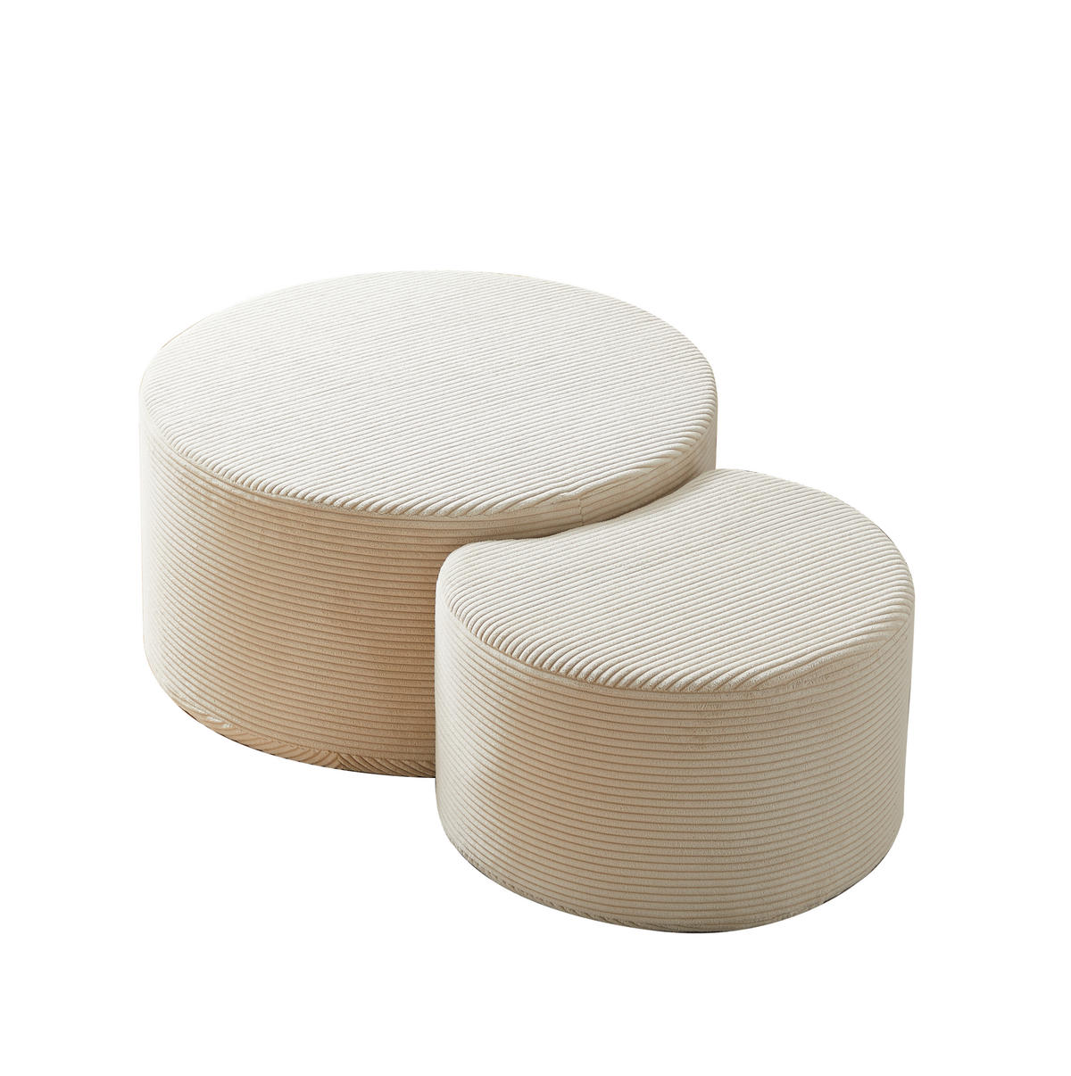 COUCHTISCH-SET 2-teilig mit gepolsterter Oberfläche, vielseitig als Ottomanen und Beistelltische, Beige - Beige, Textil (81/81/40cm) - Modfu