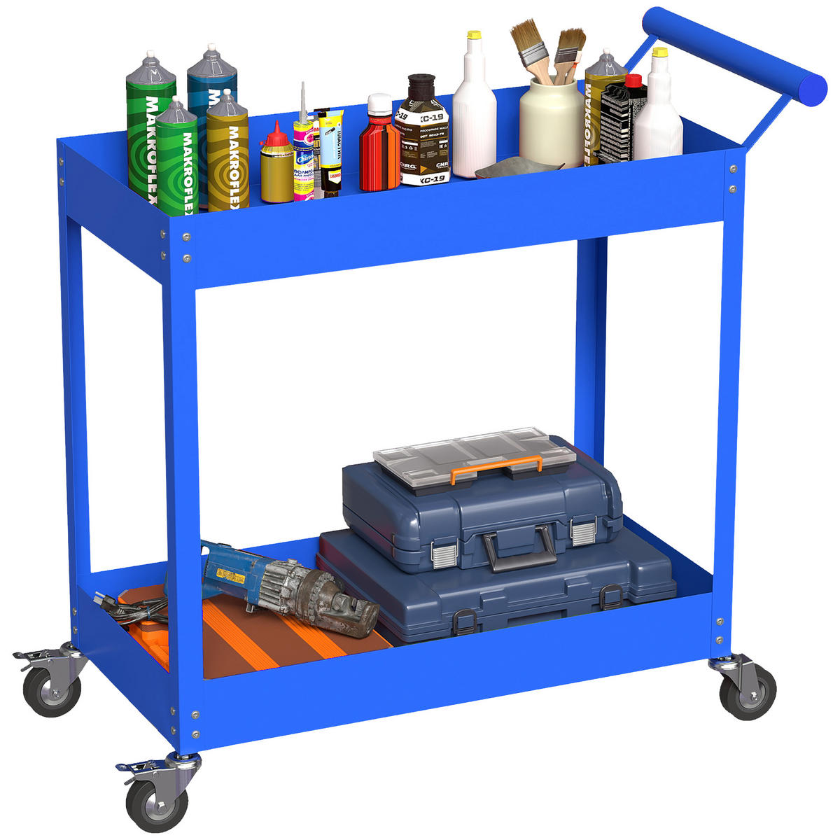 WERKSTATTWAGEN DE-18504 2-stufig, 150 kg Tragfähigkeit Blau - Blau, Metall (38/84/84.5cm) - ComfortXL