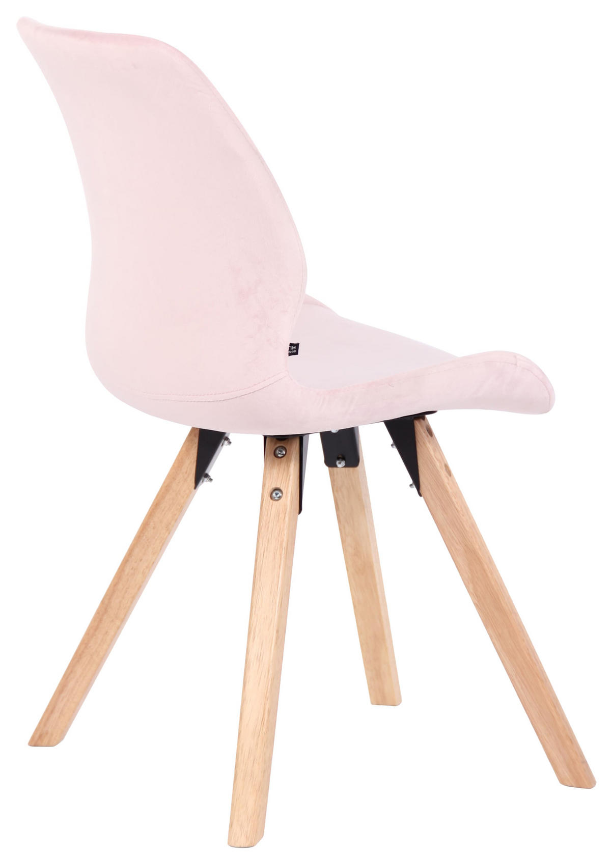 STUHL Samt pink - Pink/Eukalyptusholzfarben, Holz/Textil (49/87.5/58cm) - CLP