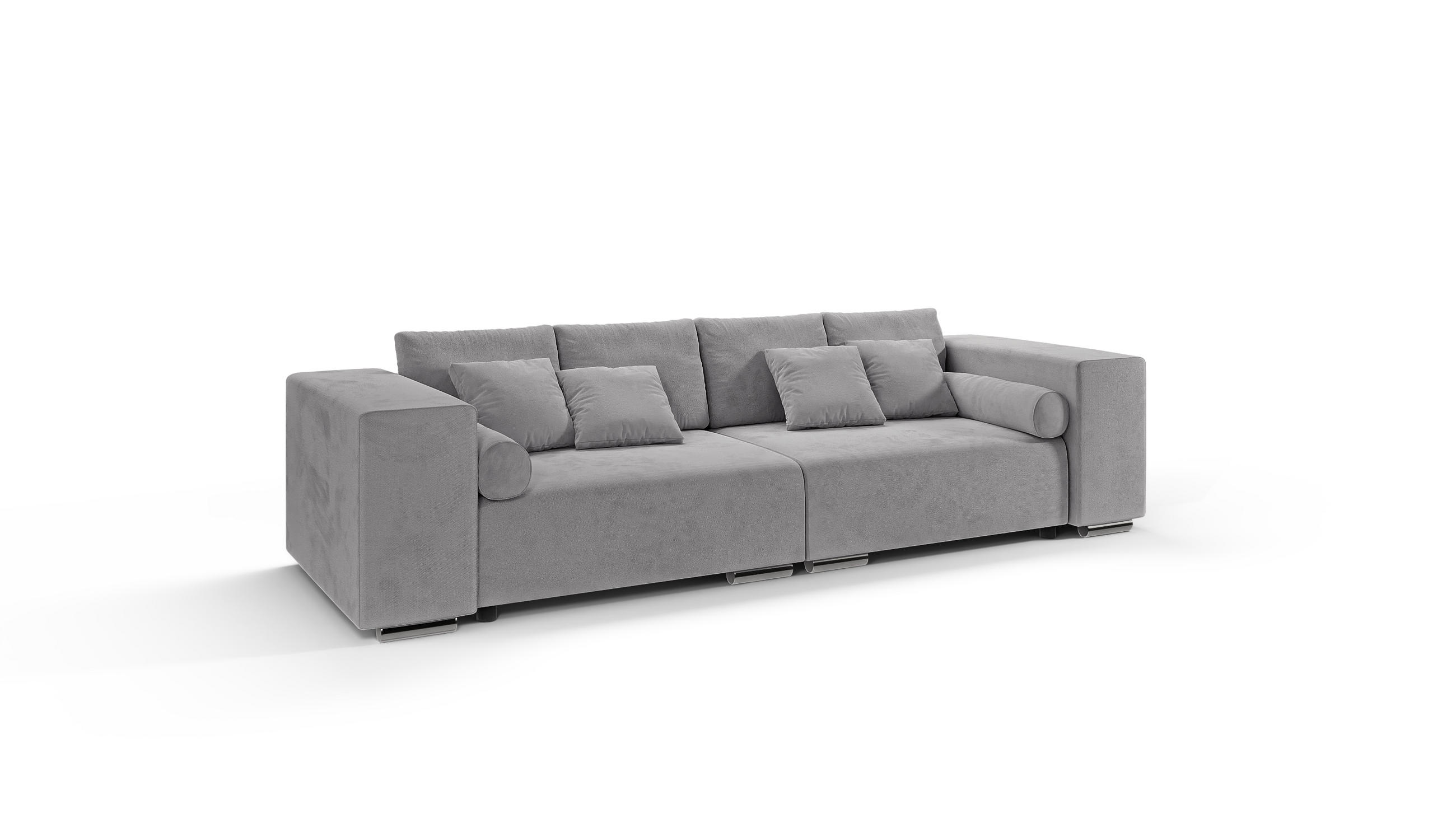 BIGSOFA Kami Microfaser Grau - Schwarz/Grau, Kunststoff/Textil (290/80/110cm) - S-Style Möbel