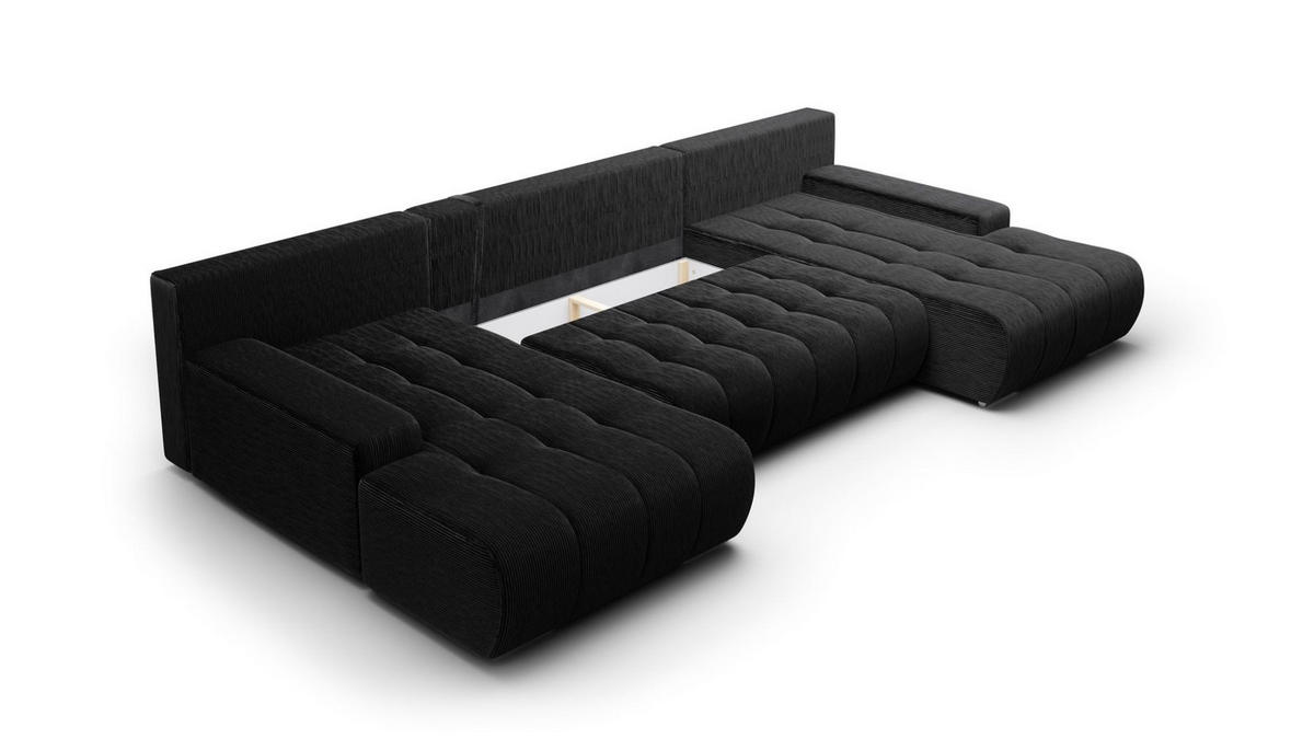 WOHNLANDSCHAFT Vogar In Poso - Schwarz, Holzwerkstoff/Textil (350/85/185cm) - Fun Möbel