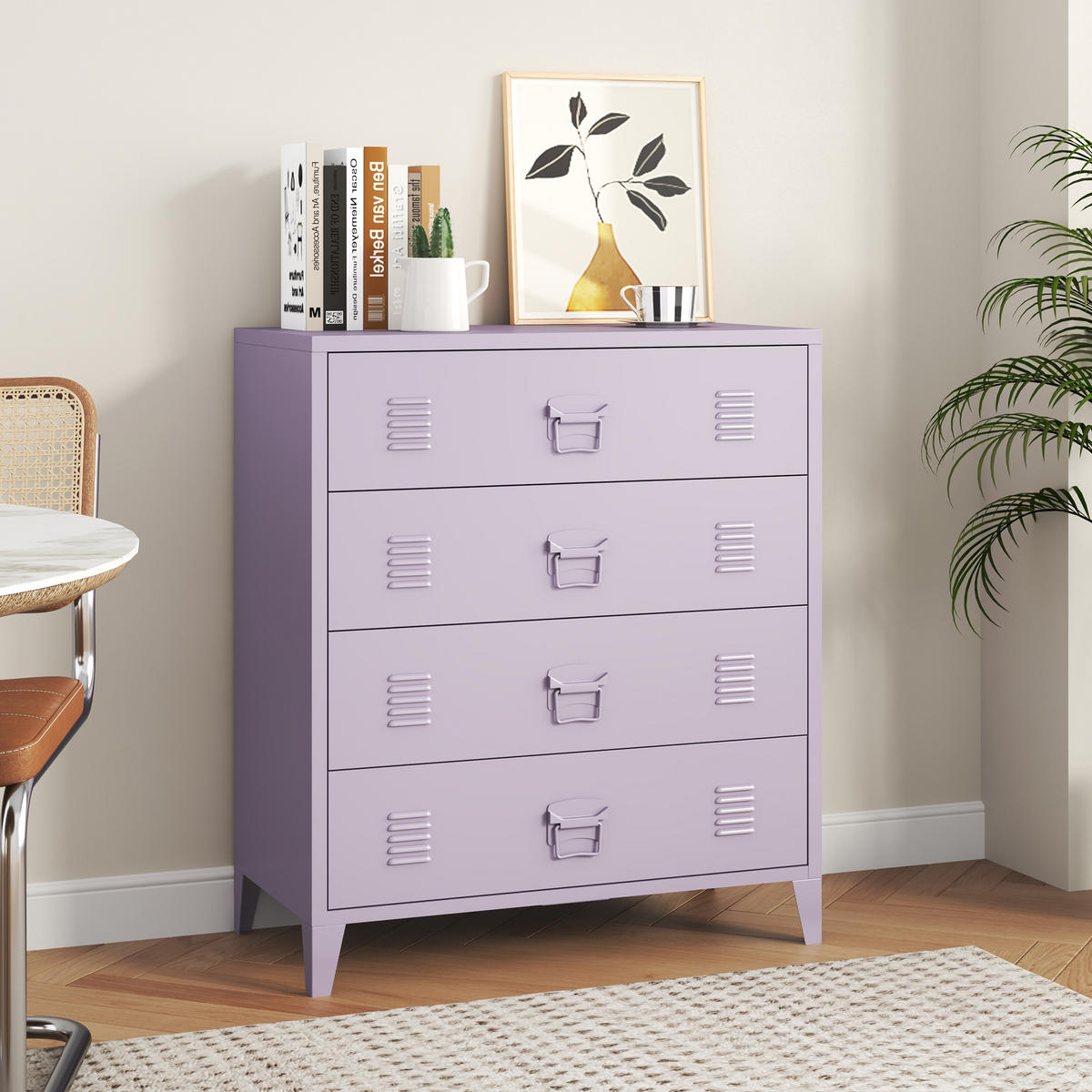 METALLSCHRANK Hämeenlinna - Lila, Metall (80/92/40cm) - [en.casa]