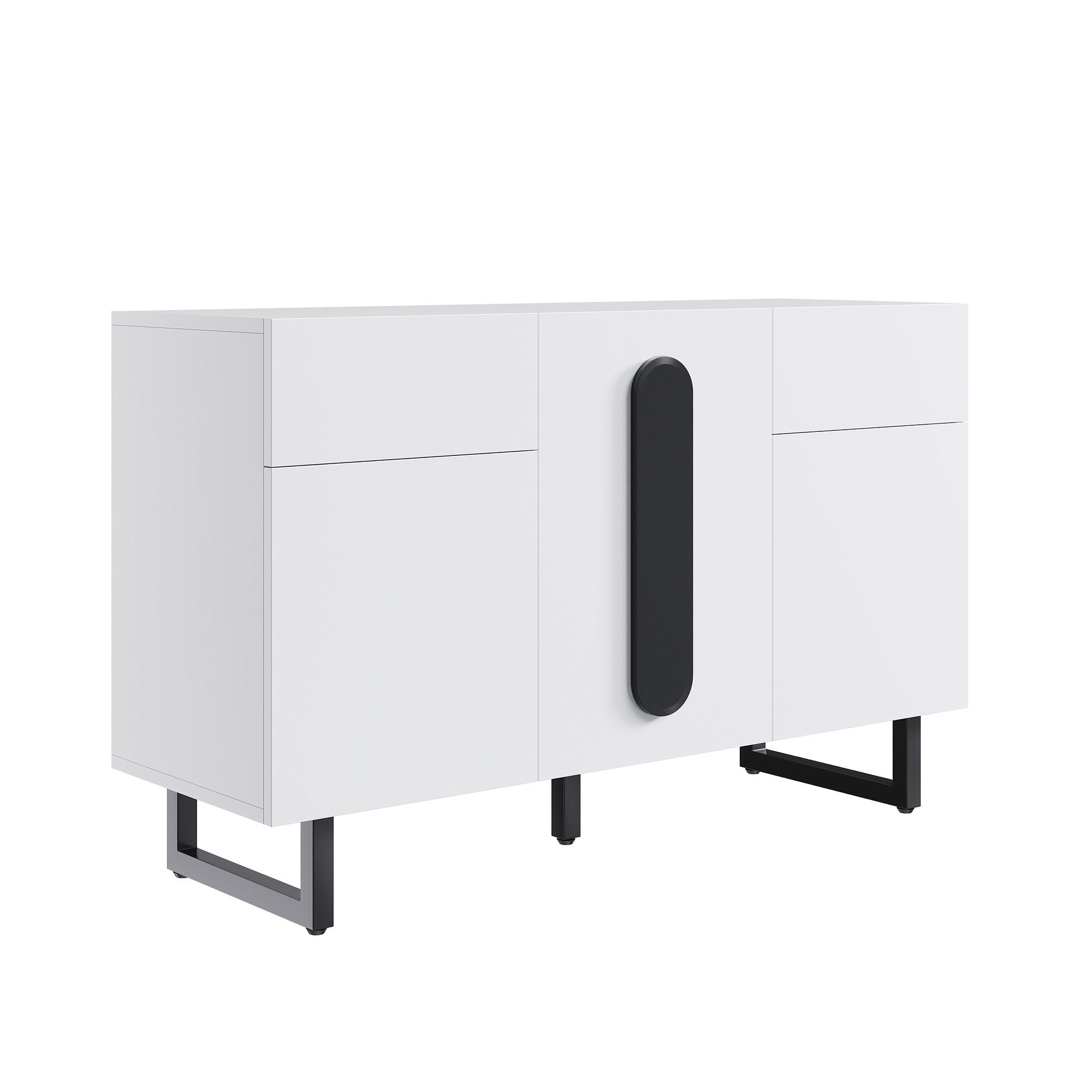 SIDEBOARD aus Holzwerkstoff 120x40,5x75 cm Weiß mit Schubladen, Türen und verstellbaren Einlegeböden - Weiß, Holzwerkstoff (120/75/40.5cm) - Modfu