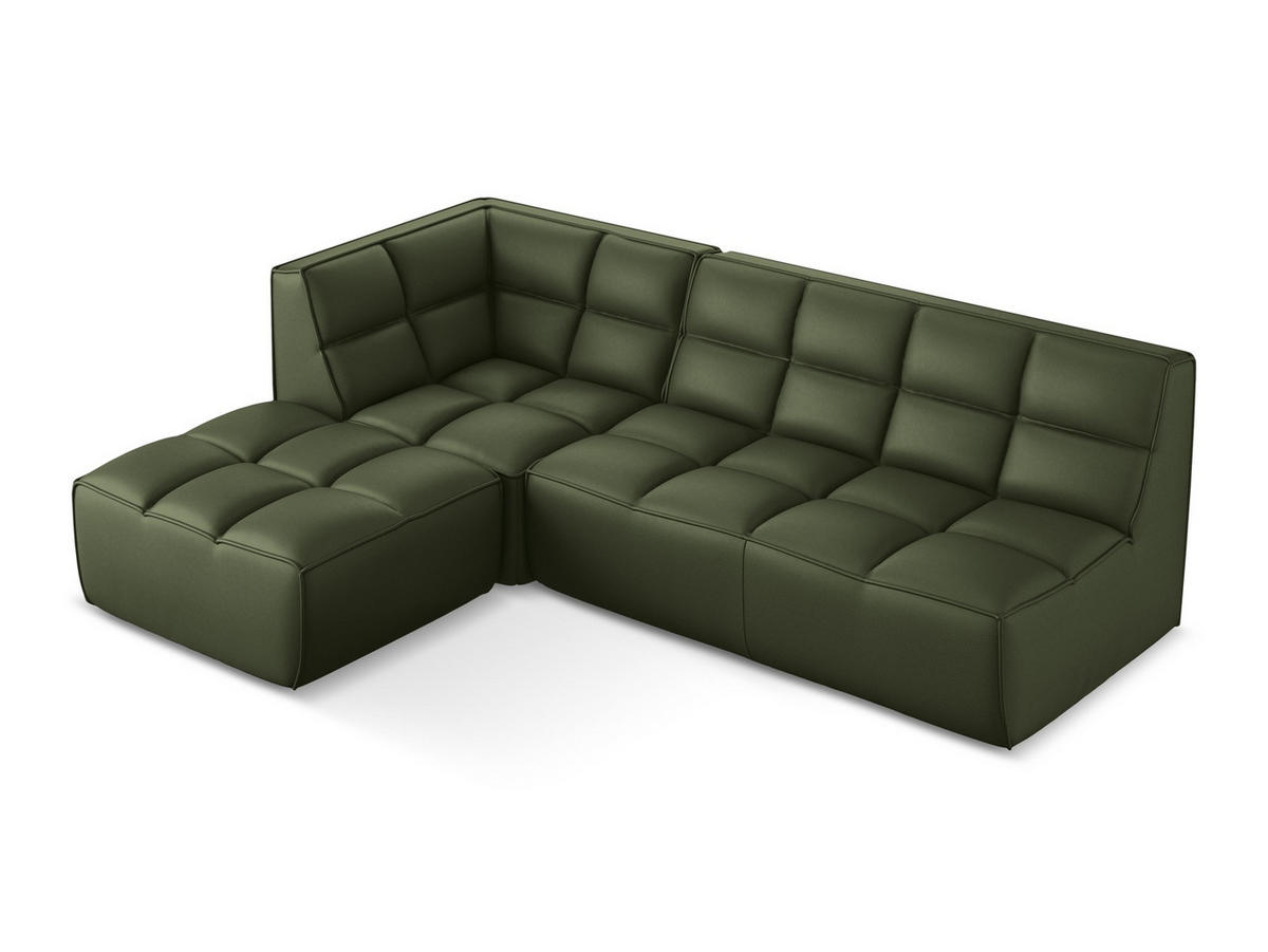 ECKSOFA Beidseitig Kunstleder Grün - Schwarz/Grün, Leder/Kunststoff (258/178cm) - Makamii