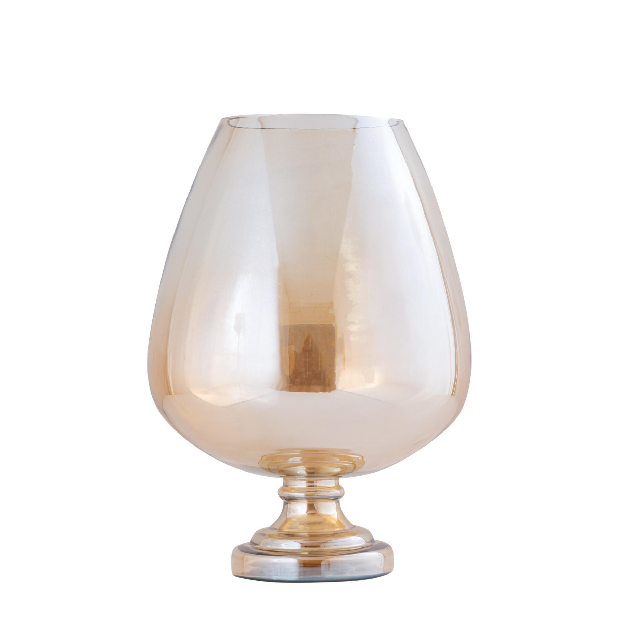 WINDLICHT Alwine Gold 27/27/36cm - Goldfarben, Glas (27/36/27cm) - PTMD Collection