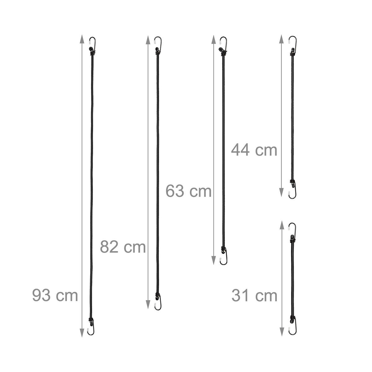 24XGUMIČKY - čierna, kov/plast (1.5/2.5/93cm) - Relaxdays