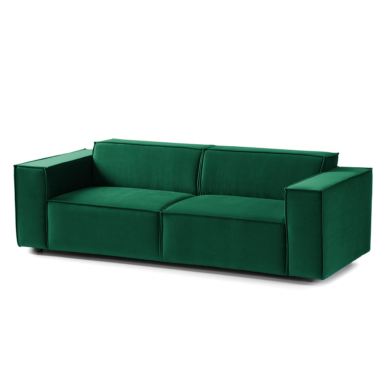 2,5-SITZER SOFA - Dunkelgrün/Schwarz, Kunststoff/Textil (223/70/96cm) - home24
