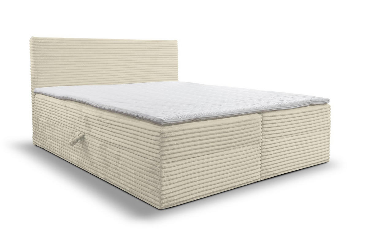 BOXBETT TILLY mit zwei Bettkästen H2/H3 Matratze und Topper 160 x 200 cm - Beige, Holzwerkstoff (160/200cm) - VENASI MÖBEL