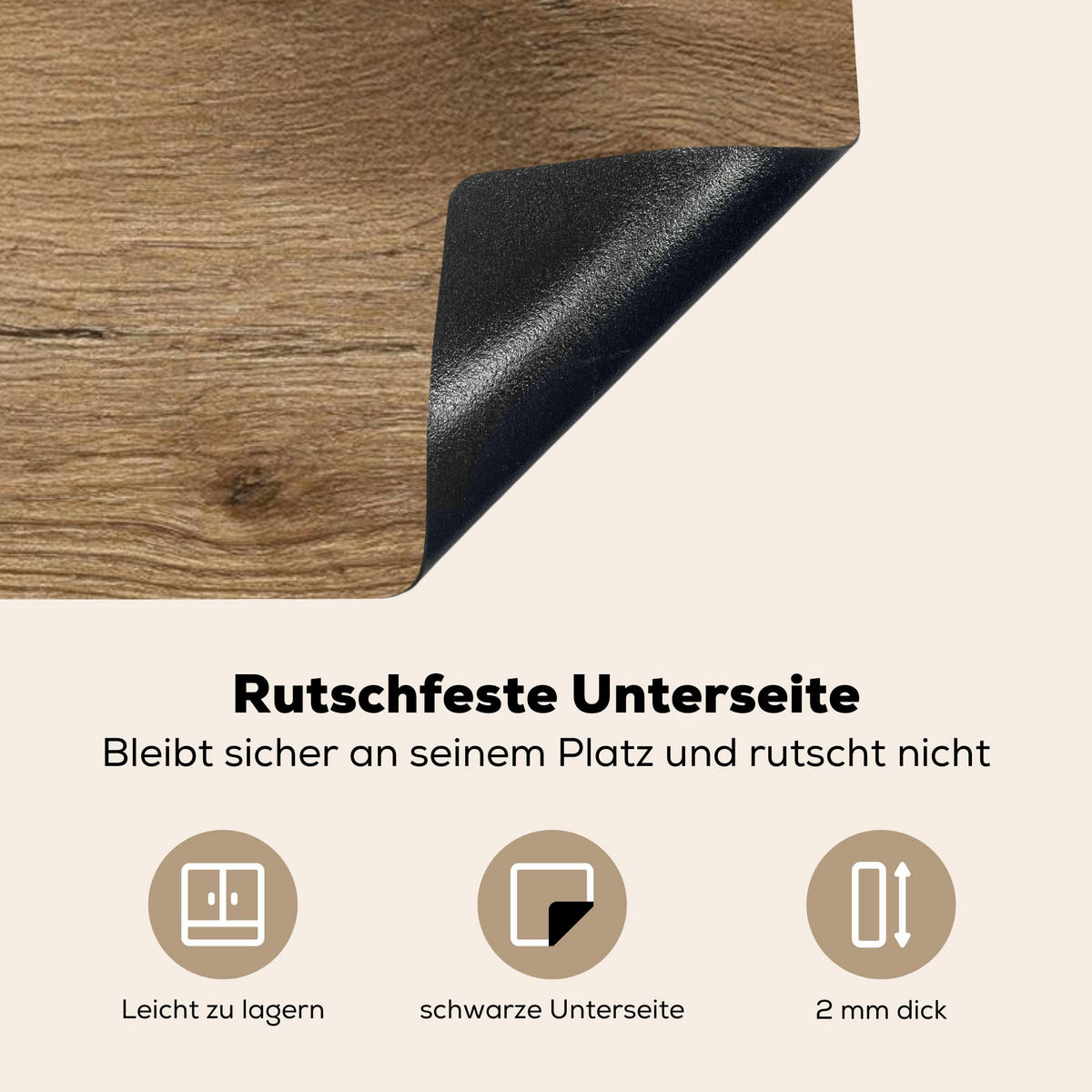 HERDABDECKPLATTE Holz - Braun - Holzoptik Ceranfeldabdeckung 80x52 cm - Eichefarben, Kunststoff (80/52/0.2cm) - MuchoWow
