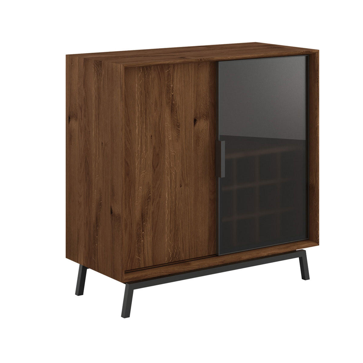 WEINREGAL Modern Loft Eiche Tabak 101 / 45 / 101cm - Eichefarben/Dunkelbraun, Holz (101/101/45cm) - Feldmann-Wohnen