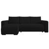 ECKSOFA DORA L, Eckcouch in L-Form mit Schlaffunktion und Bettkasten, Farbe: Schwarz, Bouclé-Stoff, Ottomane Links - Schwarz, Textil (240/143cm) - Storez24
