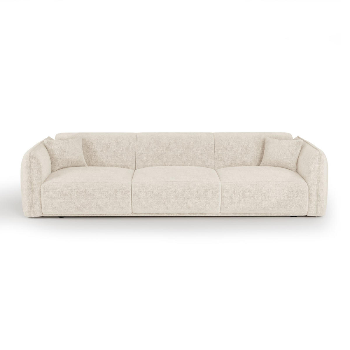 SOFA LUSH Gemusterter Samt Creme 235cm - Creme, Textil (235/72.5/90cm) - Premium Interiors