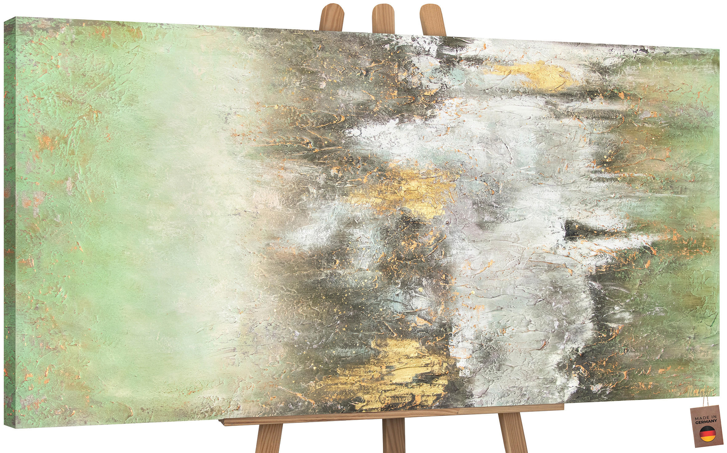 GEMÄLDE Ruhe vorm Sturm auf Keilrahmen 140x70 cm - Grün, Holz (140/70cm) - YS-art gallery