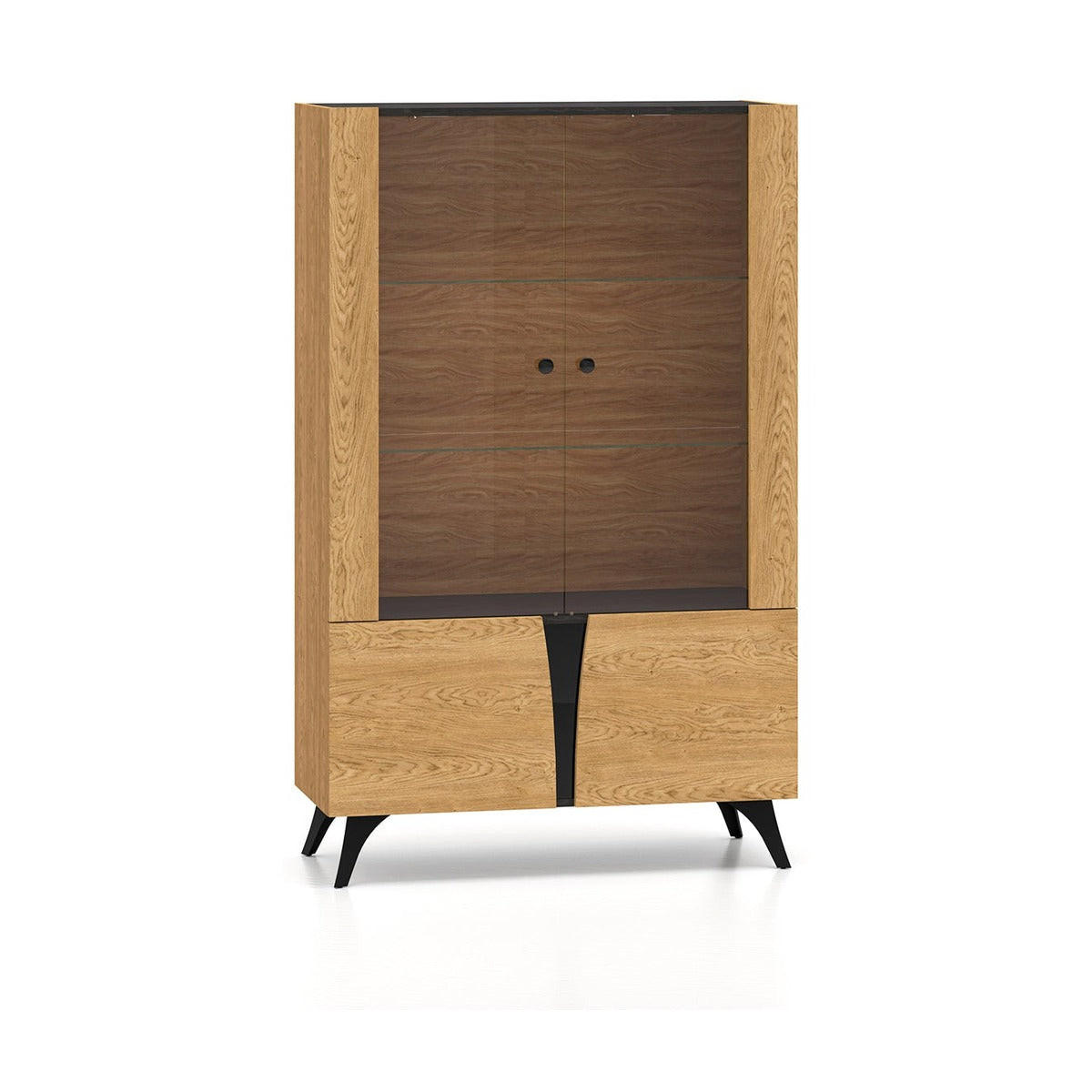 hi-markt Vitrine Schwarz, Eiche 95x152x40 cm