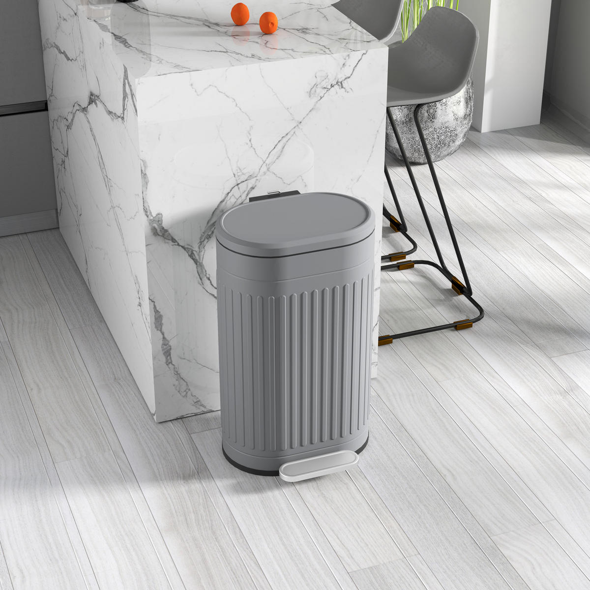 KOŠ NA ODPADKY 30 l, kov a plast, šedý - šedá, kov (31.2/60.8/36.5cm) - HOMCOM