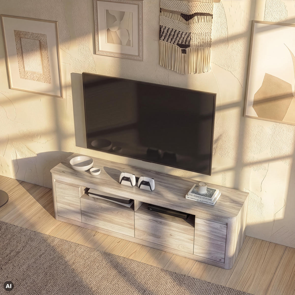 TV-BOARD Mango 178x40x58 weiß lackiert TORONTO #321 - Weiß, Holz (178/58/40cm) - Massivmoebel24