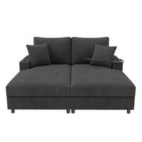 SCHLAFSOFA 2-Sitzer mit Handyhalter, USB und Getränkehalter, Grau - Grau, Textil (163/82/140cm)
