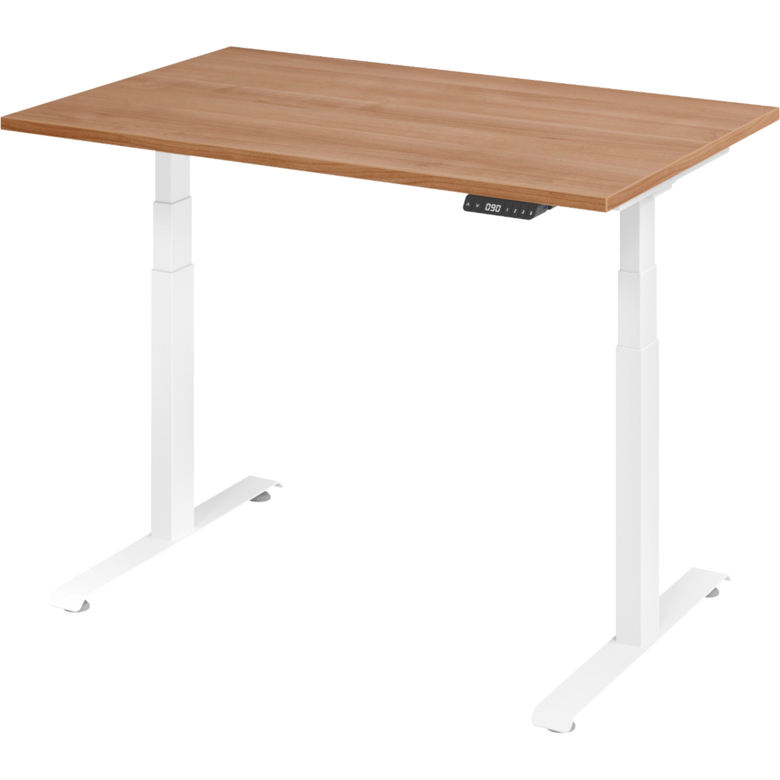 SCHREIBTISCH elektrisch 80/120/74 cm in Nussbaumfarben/Weiß - Nussbaumfarben/Weiß, Holzwerkstoff (80/120/74cm) - bümö