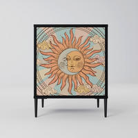 SIDEBOARD MYSTICAL STRUCTURE, Schwarz, 57,5x42x72,5 cm, Schwarze Metallfüße - Multicolor/Schwarz, Holzwerkstoff/Metall (57.5/72.5/42cm) - SpaceRebels