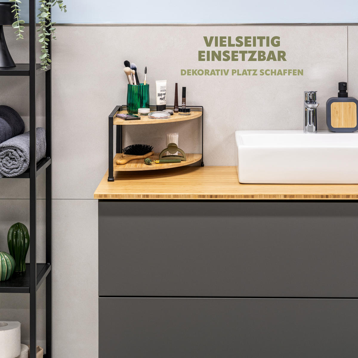 GEWÜRZ-ECKREGAL Bambus/Metall schwarz - Schwarz, Holz (30/21/30cm) - eluno