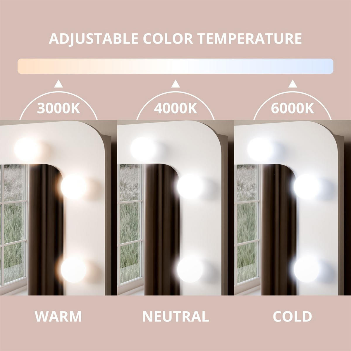 SCHMINKTISCH LUMINE mit Spiegel und LED-Beleuchtung - Weiß, Holzwerkstoff (80/139/40cm) - Lookway