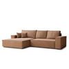 ECKSOFA Maze Hellbraun Chenille-Stoff - Links Seite - Hellbraun/Schwarz, Holz/Holzwerkstoff (185/294cm) - Maison de Reve