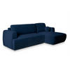 ECKSOFA SENTI K R-S Blau Plüsch-Stoff mit Schlaffunktion - Blau, Holz (246/148cm) - MASSENO