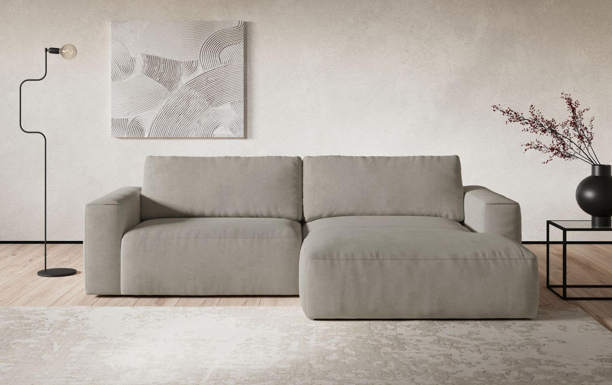 ECKSOFA mit losen Rückenkissen, wasserabweisender All Senses Stoff - Hellgrau/Schwarz, Holz/Kunststoff (175/288cm) - Cotta