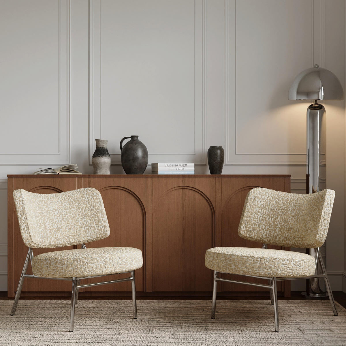 SESSEL Gemusterter texturierter Stoff 60cm - Beige, Textil (60/70/71cm) - Sia Home