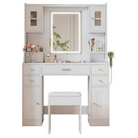 SCHMINKTISCH 105/40/152 cm in Weiß mit LED-Beleuchtung und 6 Schubladen - Weiß, Holzwerkstoff (40/152/105cm) - Flora Grace