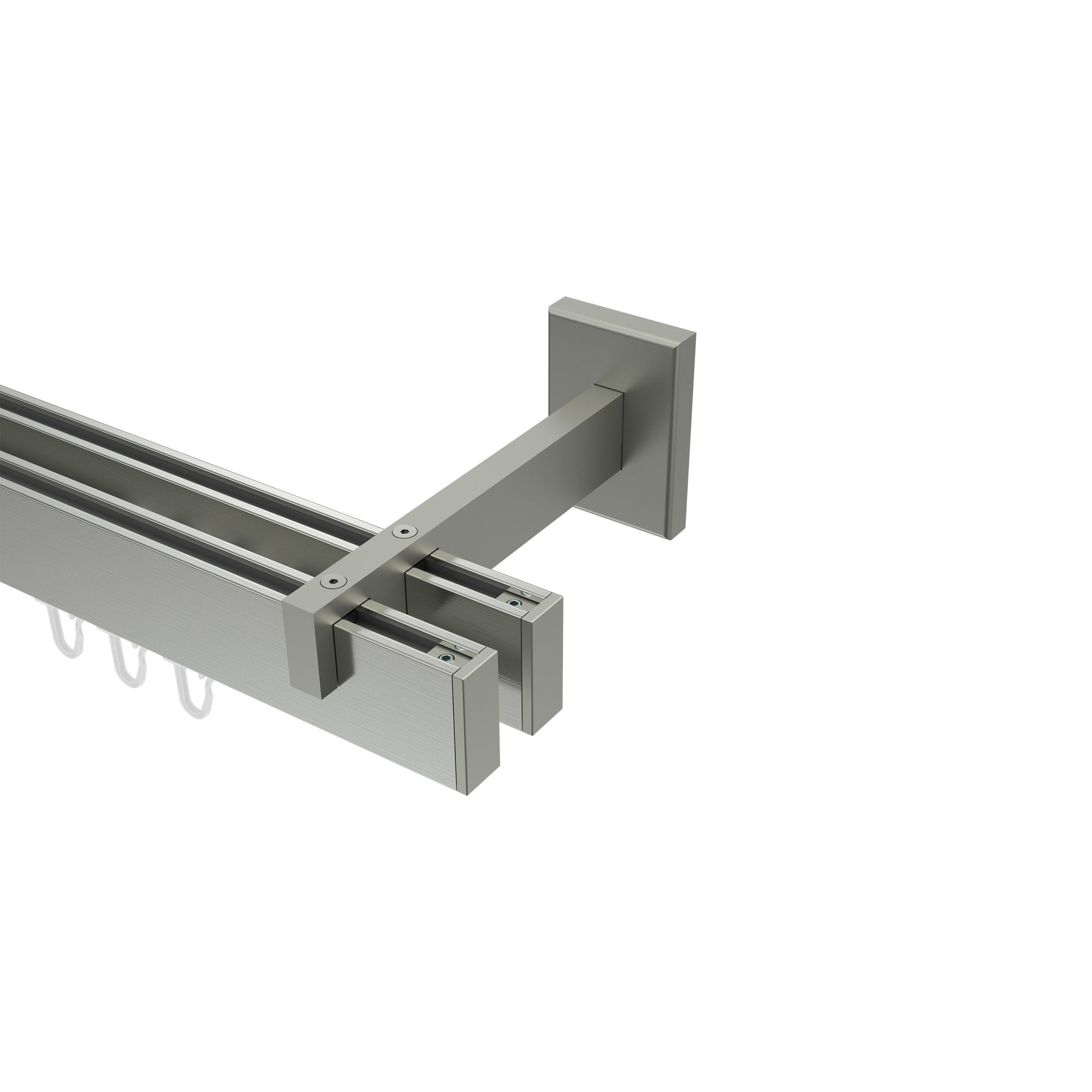 INNENLAUF-GARDINENSTANGEN-SET Smartline Paxo 100 cm, 2-läufig, 14x35 mm Edelstahl-Optik - Edelstahlfarben, Metall (100cm) - INTERDECO