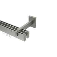 INNENLAUF-GARDINENSTANGEN-SET Smartline Paxo 320 cm (geteilt in 2 x 160 cm), 2-läufig, 14x35 mm Edelstahl-Optik - Edelstahlfarben, Metall (320cm) - INTERDECO