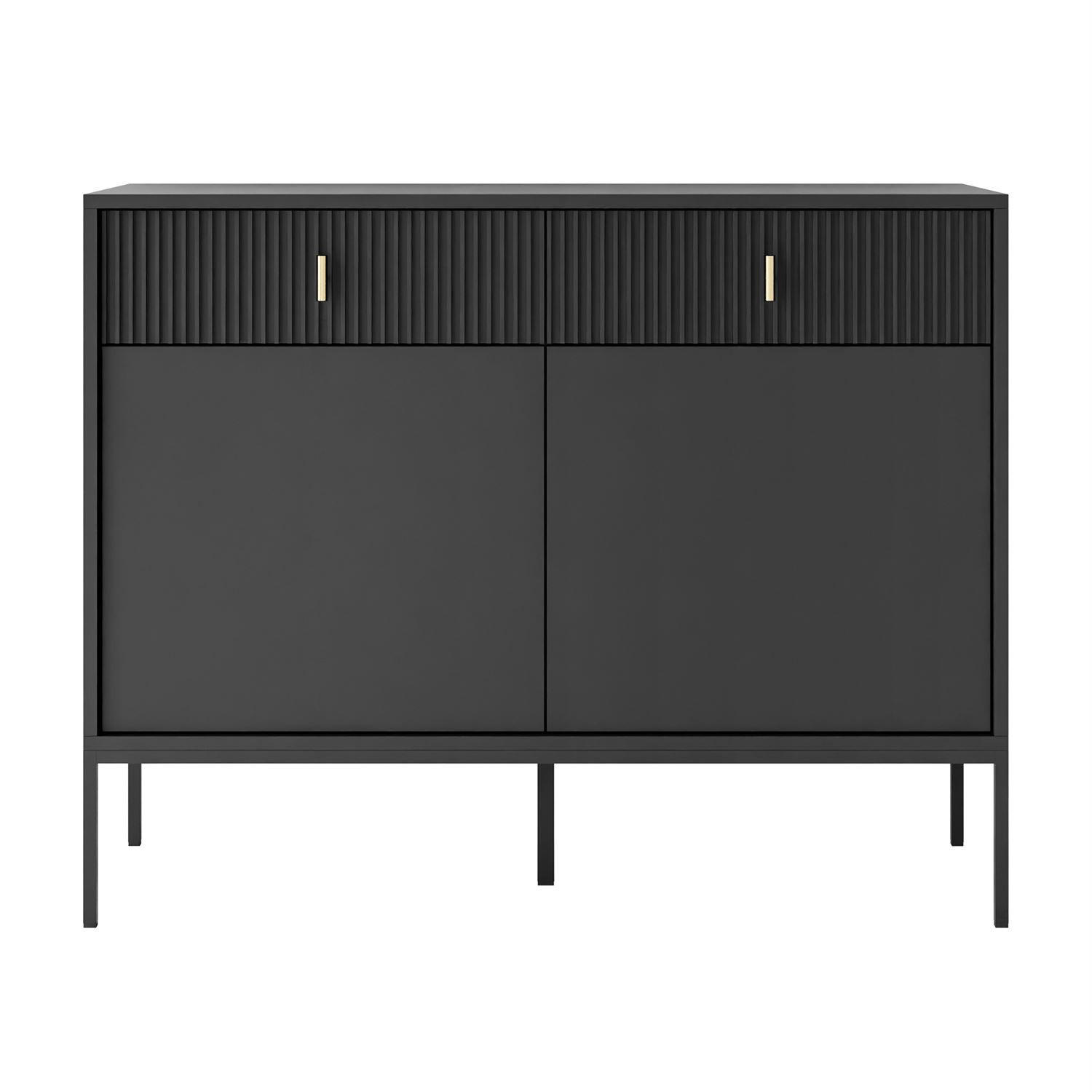 KOMMODE MIDNIGHT 2D2S mit zwei Schubladen auf Gestell schwarz - Schwarz, Holzwerkstoff (104/82.5/39cm) - Lookway