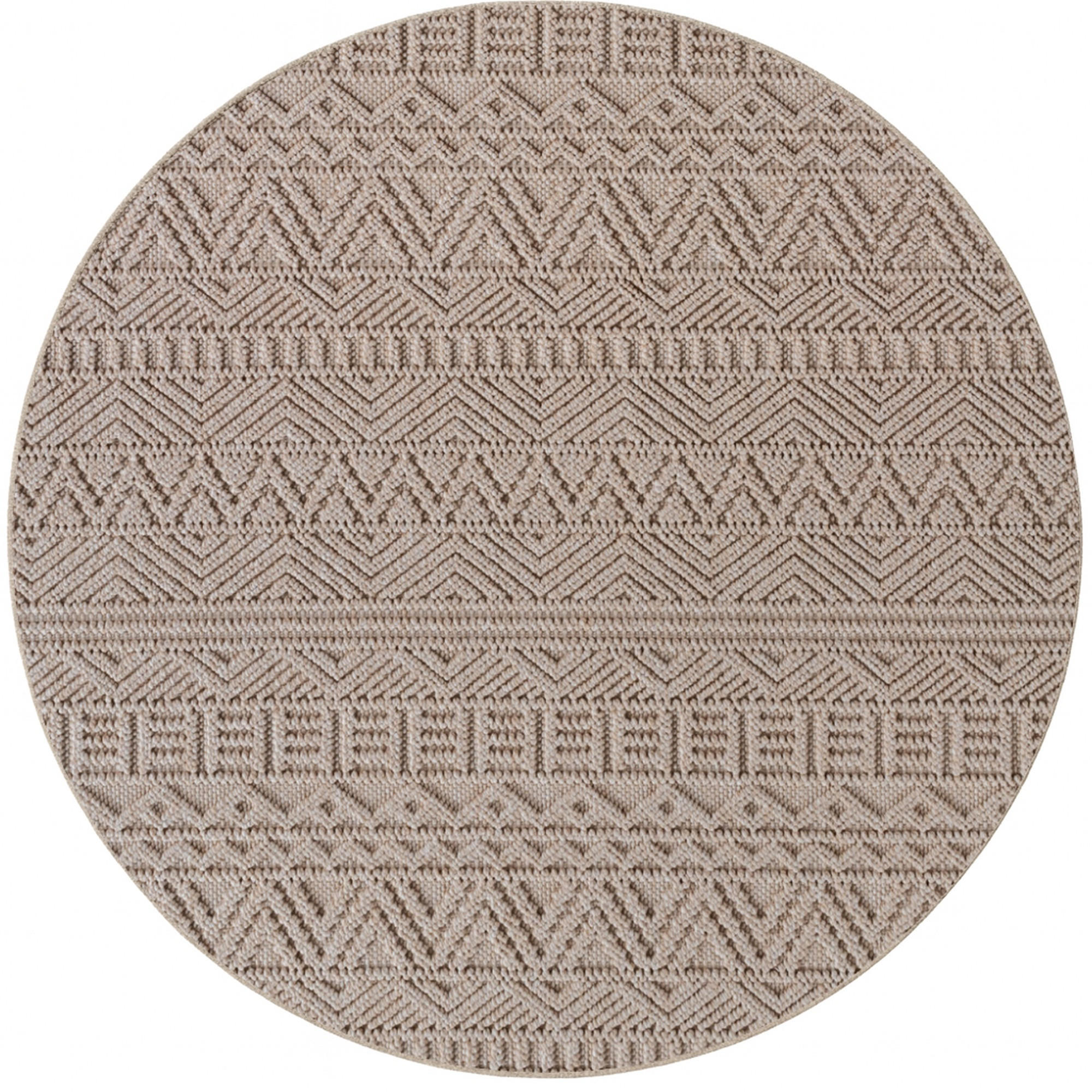 TEPPICH Flachgewebe LANGAU in Beige, mit Ethno-Streifen, Ø 200 cm - Beige, Textil (200/200cm) - KADIMA DESIGN