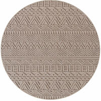 TEPPICH Flachgewebe LANGAU in Beige, mit Ethno-Streifen, Ø 200 cm - Beige, Textil (200/200cm) - KADIMA DESIGN