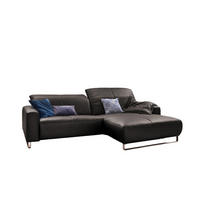 ECKSOFA MIT SITZTIEFENVERSTELLUNG YORK Grau Leder - Silberfarben/Grau, Leder (284/180cm) - KAWOLA